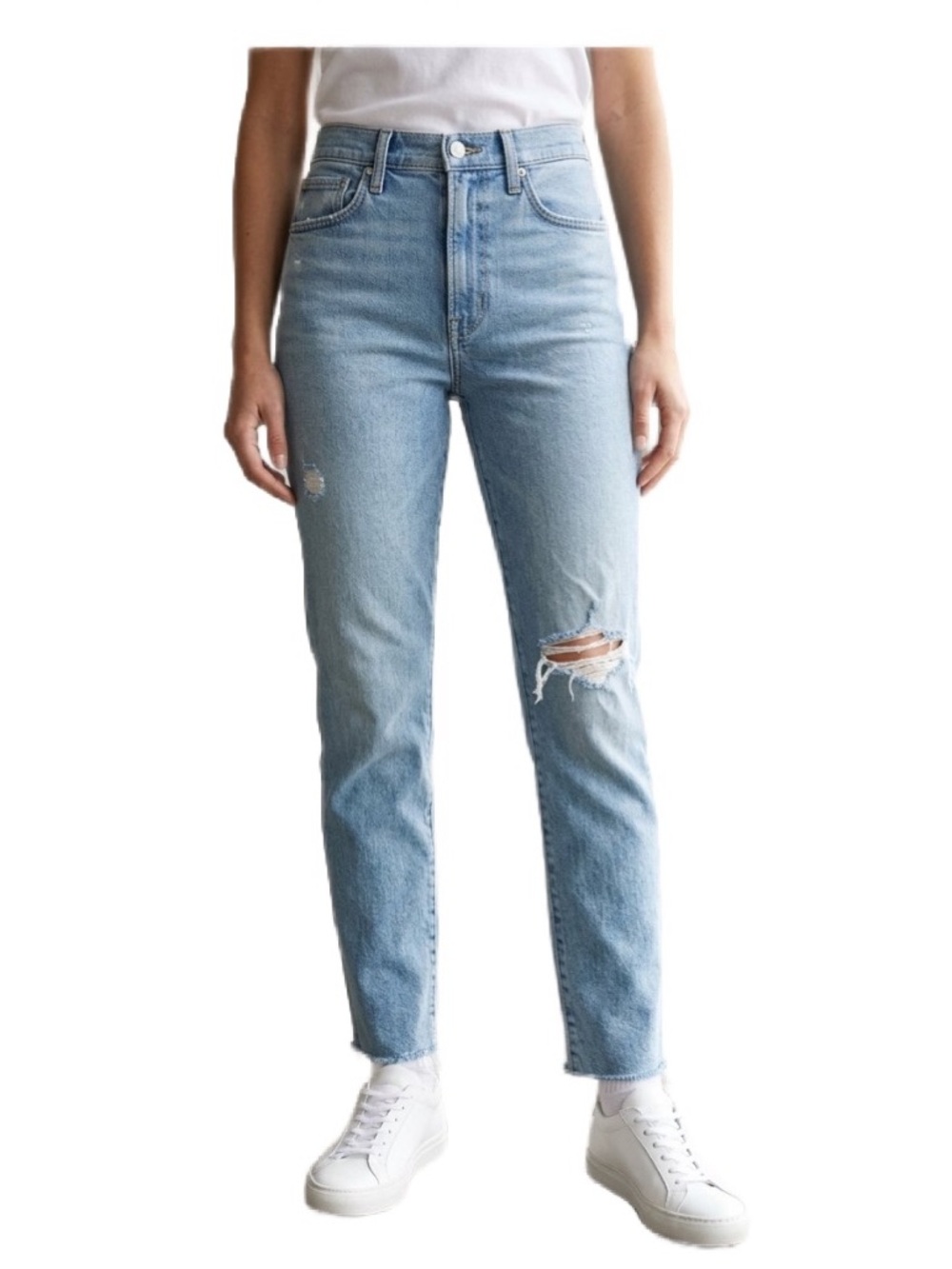 Madewell Perfect Vintage Light Blue Distressed Straight Stretch Jeans Size 27